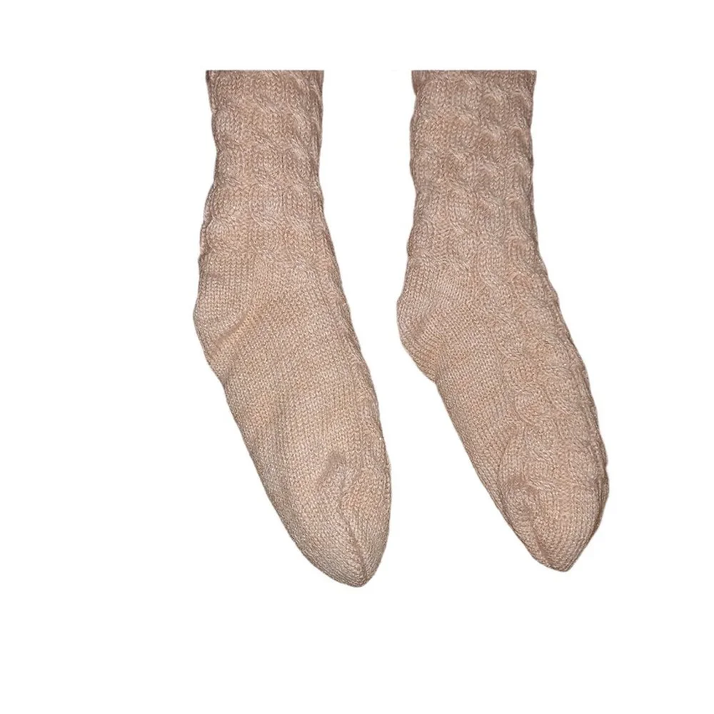 UGG Pink Lined Laila Bow Fleece Lined Womens Heavy Duty Socks
